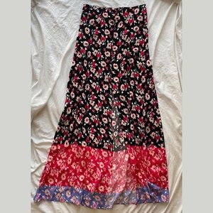 Express Floral Maxi Skirt with Slit